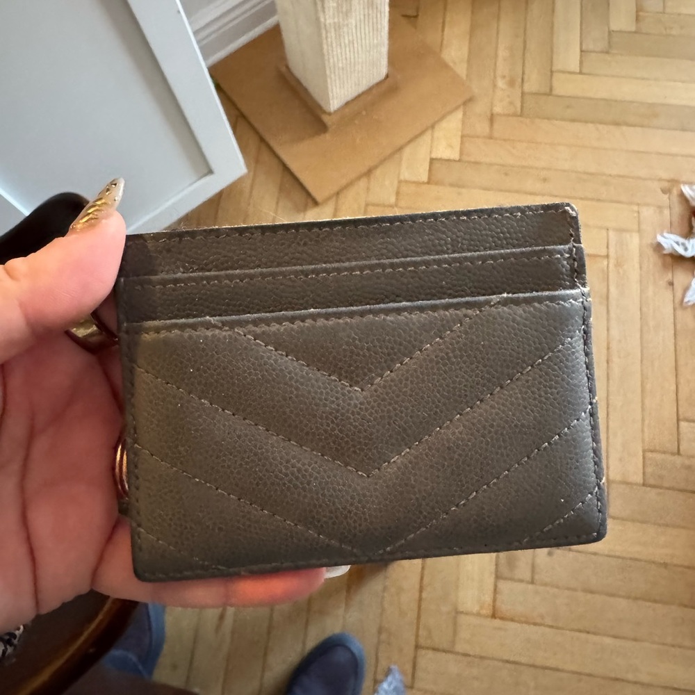 YSL Gray Cassandra Card Holder - Picture 2 of 2